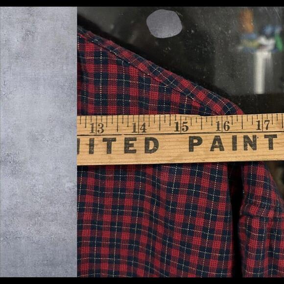 Old Navy Button Down Shirt Size M Blue Red Plaid Long Sleeve - Picture 5 of 5